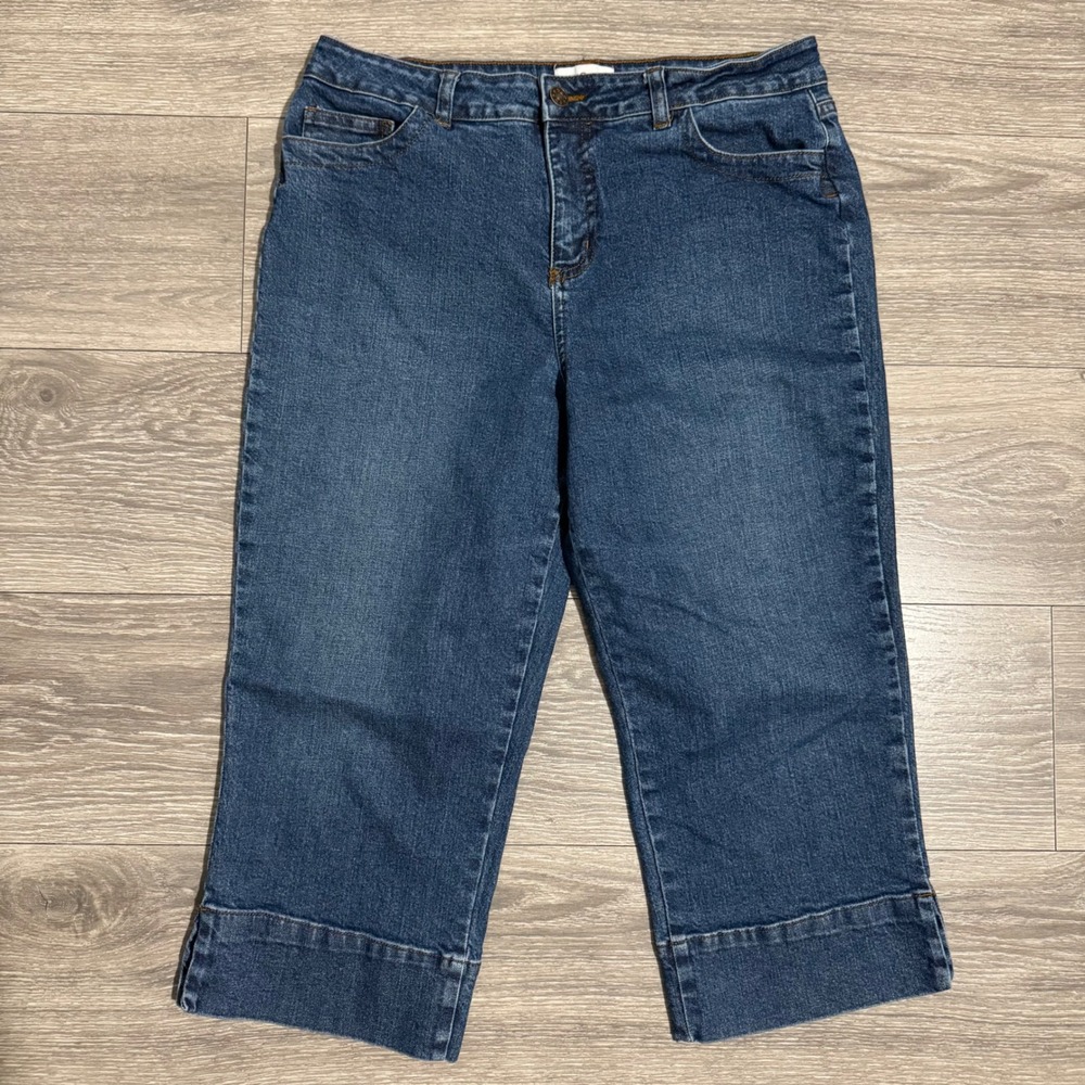 George & Martha Womens Medium Wash Stretch Denim‎ Capri Jeans Size 12 High Rise